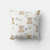 Cute Teddy Bear Waterverf Baby Boy Nursery Kussen (Voorkant)