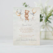 Cute Teddy Bear Waterverf Baby shower Bedankkaart (Staand voorkant)