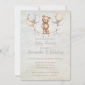 Cute Teddy Bear Waterverf Baby shower Kaart (Voorkant)