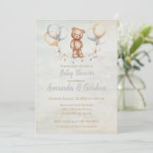 Cute Teddy Bear Waterverf Baby shower Kaart (Staand voorkant)
