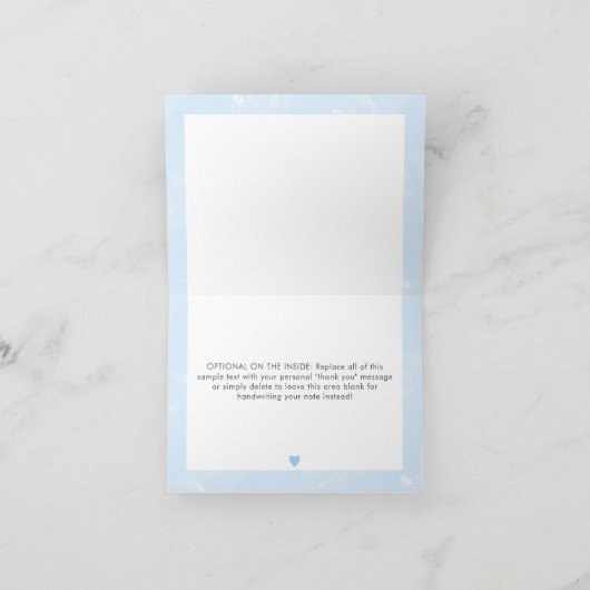 Cute Teddy Bear Waterverf Blue Baby Boy Shower Bedankkaart (Binnen)