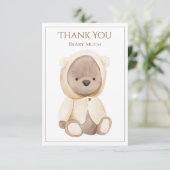 Cute Teddy Bear Waterverf Dank je wel Bedankkaart (Staand voorkant)
