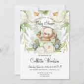 Cute Teddy Bear Waterverf Green Baby shower Kaart (Voorkant)