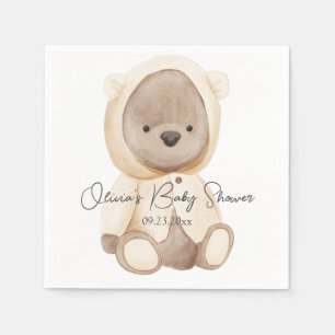 Cute Teddy Bear Waterverf Persoonlijke Baby Servet