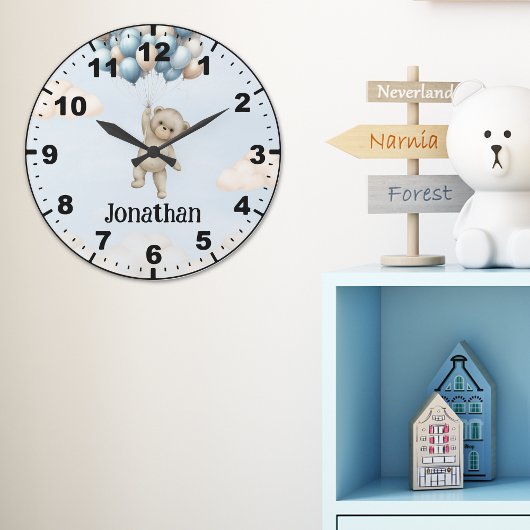 Cute Teddy Bear with Balloons Grote Klok
