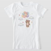 Cute Teddy Bear with Balloons in the Sky T-shirt (Laagn)