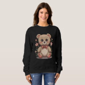 Cute Teddy Bear with Bow Tie and Pastel Flowers Trui (Voorkant volledig)