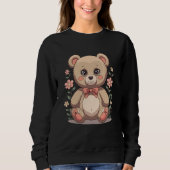 Cute Teddy Bear with Bow Tie and Pastel Flowers Trui (Voorkant)