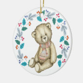 Cute Teddy Bear Wreater Kerstmis Keramisch Ornament (Links)