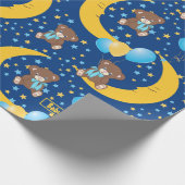 Cute Teddy Bear zit op het Mon Pattern Cadeaupapier (Hoek)