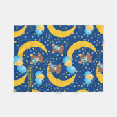 Cute Teddy Bear zit op het Mon Pattern Fleece Deken (Voorkant (Horizontaal))