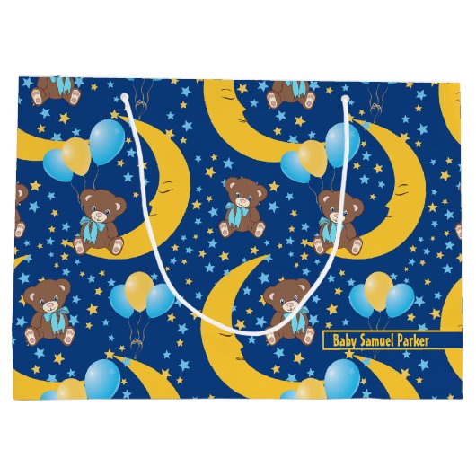 Cute Teddy Bear zit op het Mon Pattern Groot Cadeauzakje (Achterkant)