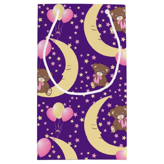 Cute Teddy Bear zit op het Mon Pattern Klein Cadeauzakje (Achterkant)