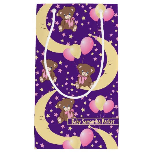 Cute Teddy Bear zit op het Mon Pattern Klein Cadeauzakje (Voorkant)