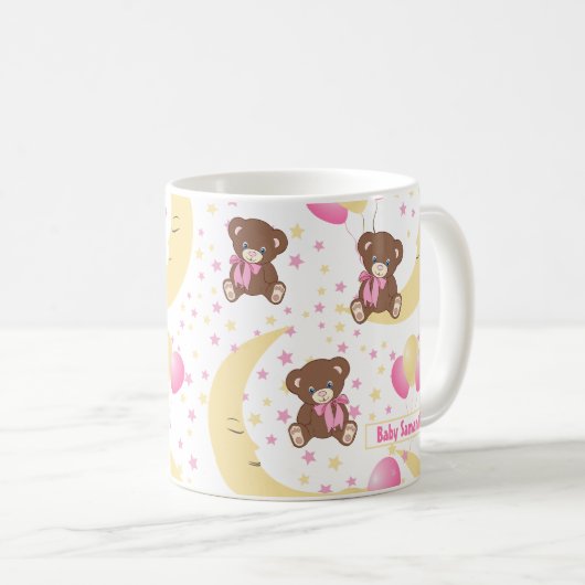 Cute Teddy Bear zit op het Mon Pattern Koffiemok (Voorkant rechts)