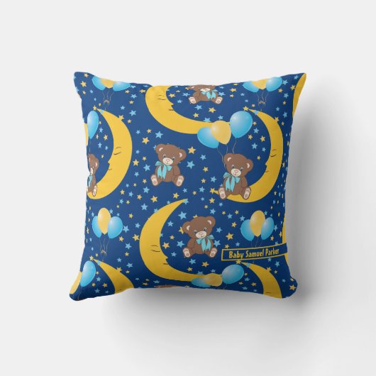 Cute Teddy Bear zit op het Mon Pattern Kussen (Achterkant)