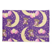 Cute Teddy Bear zit op het Mon Pattern Kussensloop (Achterkant)