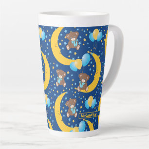 Cute Teddy Bear zit op het Mon Pattern Latte Mok