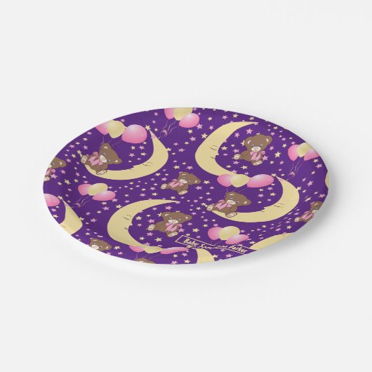 Cute Teddy Bear zit op het Mon Pattern Papieren Bordje (Gekanteld)