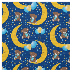 Cute Teddy Bear zit op het Mon Pattern Stof