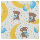 Cute Teddy Bear zit op het Mon Pattern Stof (Close Up)