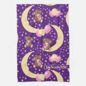 Cute Teddy Bear zit op het Mon Pattern Theedoek (Verticaal)