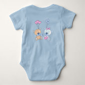 Cute Teddy Bears and Balloons Illustration Romper (Achterkant)