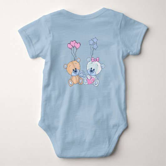 Cute Teddy Bears and Balloons Illustration Romper (Achterkant)