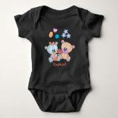 Cute Teddy Bears and Balloons Illustration Romper (Voorkant)