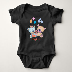 Cute Teddy Bears and Balloons Illustration Romper