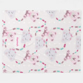 Cute Teddy Bears and Clouds Baby Girl Pattern Fleece Deken (Voorkant (Horizontaal))