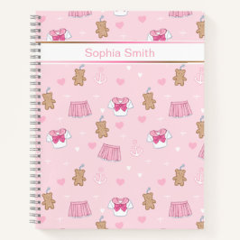 Cute Teddy Bears and Hearts Notebook Notitieboek