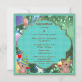 Cute Teddy Bears Birthday Party Kaart (Achterkant)