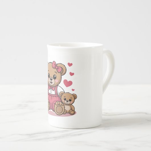 Cute Teddy Bears Family Design – Big & Small Bears Porselein Kop (Voorkant rechts)