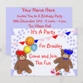 Cute Teddy Bears Fun Kinder Party Kaart (Voorkant / Achterkant)