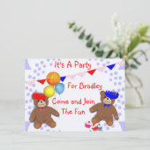 Cute Teddy Bears Fun Kinder Party Kaart (Staand voorkant)