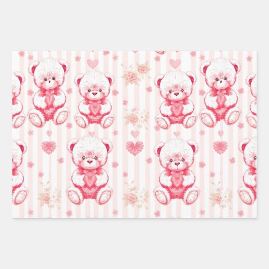 Cute teddy bears holding hearts  inpakpapier vel (Voorkant)