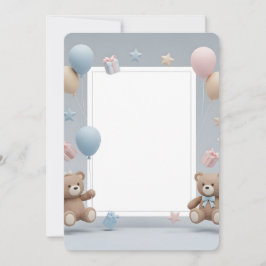 Cute Teddy Bears Photo Frame - Blue & Pink Baby Kaart