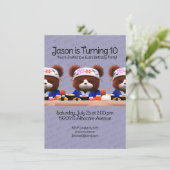 Cute Teddy Bears Sushi Chefs Birthday Party Kaart (Staand voorkant)