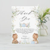 Cute Teddy Bears Tea for Two 2nd Birthday Party Bedankkaart (Staand voorkant)
