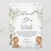 Cute Teddy Bears Tea for Two 2nd Birthday Party Bedankkaart (Voorkant / Achterkant)