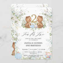Cute Teddy Bears Tea for Two 2nd Birthday Party