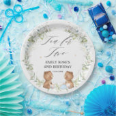 Cute Teddy Bears Tea for Two Birthday Party  Papieren Bordje (Feest)