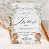 Cute Teddy Bears Twins High Tea Party Baby shower Kaart
