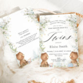 Cute Teddy Bears Twins High Tea Party Baby shower Kaart