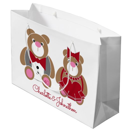 Cute teddy beer 40th ruby bruiloft groot cadeauzakje (Achterkant Gekanteld)