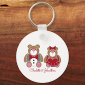 Cute teddy beer 40th ruby bruiloft sleutelhanger (Voorkant)