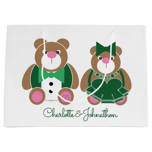 Cute teddy beer 55th emerald bruiloft groot cadeauzakje (Voorkant)