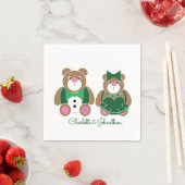 Cute teddy beer 55th emerald bruiloft servet (Insitu)