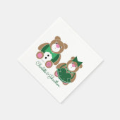 Cute teddy beer 55th emerald bruiloft servet (Hoek)